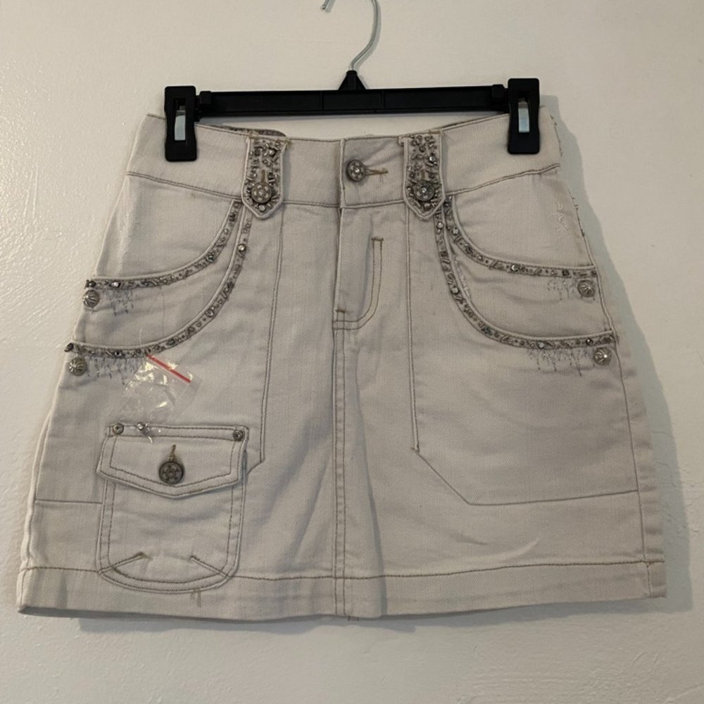 Rosa & Rose White denim Y2K mini skirt